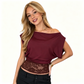 📢📢50% KORTING!! ⏰ Dames Één-Schouder Kant Patchwork Top