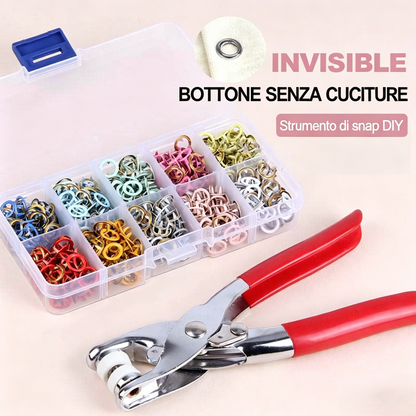 🧵50% DI SCONTO! 🔘 Kit fai da te per l'applicazione di bottoni – Set completo di attrezzi, facile da usare e per rinforzare i tuoi capi ✂️