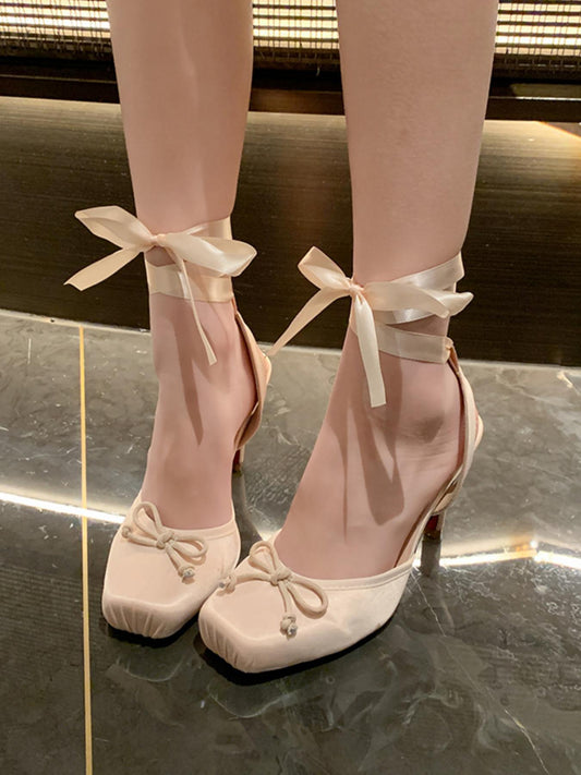 🔥👠 50% OFF! Bowknot Mules – square toe, low heel, breathable textile – vintage charm for every day. 💃🌸