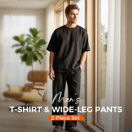 🔥 Pro-Favorite Men's T-Shirt & Wide-Leg Pants 2-Piece Set – Premium Blend – Breathable 🎯