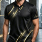 Polo da Uomo con Stampa Astratta, Top Slim-Fit a Maniche Corte, Motivo Grafico, Senza Fodera, Superficie Liscia, Prodotto in Cina Continentale