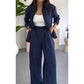 ✨ Effen Tweedelig Set – Losse Blouse en Wijdbeense Broek in Perfecte Harmonie. Strakke Elegantie voor Alledag.