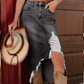 💙40% KORTING! 💎 Dames Hoge Taille Gescheurde Denim Midi Rok – Asymmetrische Zoom, Distressed Details & Flatterende Pasvorm 👖✨