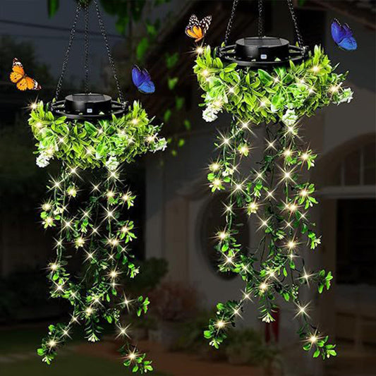 💎ZONNE-ENERGIE HANGENDE MILAAN GRAS LAMP! 💎 Levensecht Gebladerte, Automatisch Aan/Uit & IP65 Waterdicht ✨