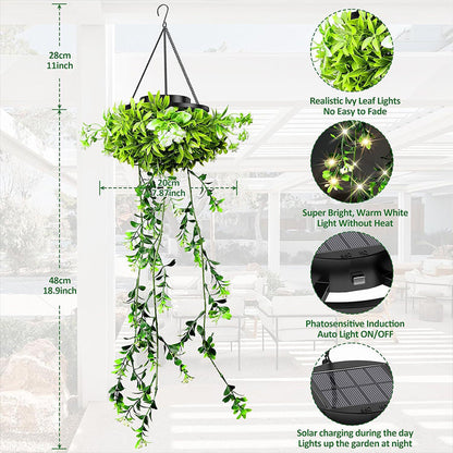 💎ZONNE-ENERGIE HANGENDE MILAAN GRAS LAMP! 💎 Levensecht Gebladerte, Automatisch Aan/Uit & IP65 Waterdicht ✨