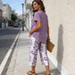 🎁2026 Nieuw Binnen 50% KORTING💥Dames 2-Delig Set – Gelaagde Asymmetrische Tuniek Top & Bedrukte Wijde Broek, Ademend Polyester✨