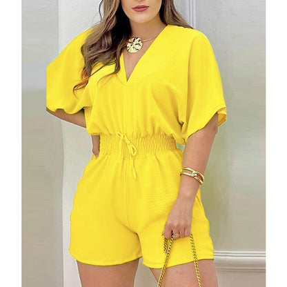👒 TIJDELIJK 50% KORTING! ✨ Zomerse Casual Romper Shorts – Gerimpelde Taille, Lichtgewicht, Veelzijdig ✨