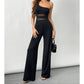 🔥 50% KORTING – One-Shoulder Jumpsuit met Mesh Paneel & Wijde Pijpen | Elegant, Luchtig en Flatterend voor Elke Gelegenheid ✨👗