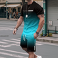 De heren set bestaande uit een gradient-kleur T-shirt en shorts