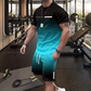 De heren set bestaande uit een gradient-kleur T-shirt en shorts