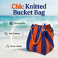 👜 TIJDELIJK 50% KORTING! ✨ Gestreepte gebreide emmertas – Handgeweven, touwhengsels, ruim ✨