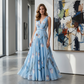 🌼Elegante V-hals tulpprint maxi-jurk
