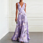 🌼Elegante V-hals tulpprint maxi-jurk