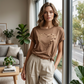 👚 50% KORTING! ✨ Dames Casual Top met Korte Mouw en Print – Vrolijke Look, Zachte Stof & Perfect voor Zomer, Strand of Vrije Tijd – Eenvoudig te Combineren 🌸