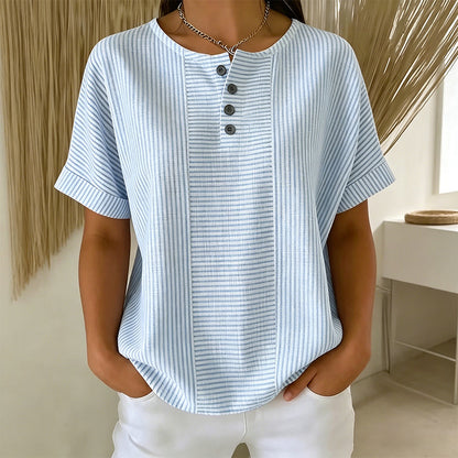 Gestreepte Henley-shirt – comfortabel, strijkvrij en huidvriendelijk