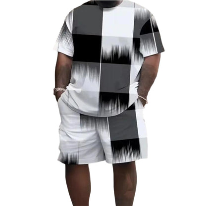 ✨Nieuw Binnen✨ Heren Abstract Print T-shirt & Shorts Set