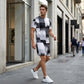 ✨Nieuw Binnen✨ Heren Abstract Print T-shirt & Shorts Set