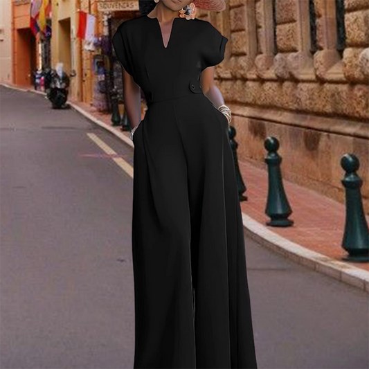 Dames Elegante V-hals Wijdbeense Jumpsuit