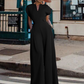 Dames Elegante V-hals Wijdbeense Jumpsuit