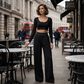Dames Casual Crop Top & Wijde Broek Set