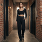 Dames Casual Crop Top & Wijde Broek Set