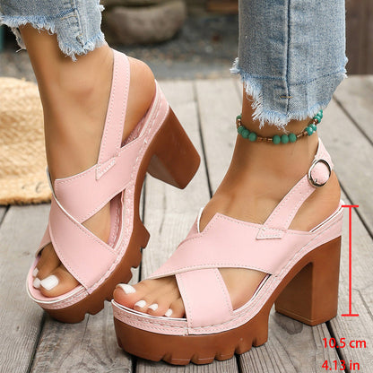👡 TIJDELIJK 50% KORTING! ✨ Dames Kruisband Platform Sandalen – Blokhak, Verstelbaar, Antislip
