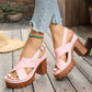 👡 TIJDELIJK 50% KORTING! ✨ Dames Kruisband Platform Sandalen – Blokhak, Verstelbaar, Antislip
