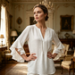 👚 NU 50% KORTING! 🦋 Dames V-hals Ruches Top – Wiegende & Lichtgewicht – Elegante Casual Blouse ✨