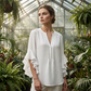 👚 NU 50% KORTING! 🦋 Dames V-hals Ruches Top – Wiegende & Lichtgewicht – Elegante Casual Blouse ✨