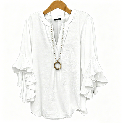👚 NU 50% KORTING! 🦋 Dames V-hals Ruches Top – Wiegende & Lichtgewicht – Elegante Casual Blouse ✨