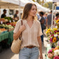 Zomerse Casual Gebreide Top met Knopen en Openwerk