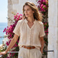 Zomerse Casual Gebreide Top met Knopen en Openwerk