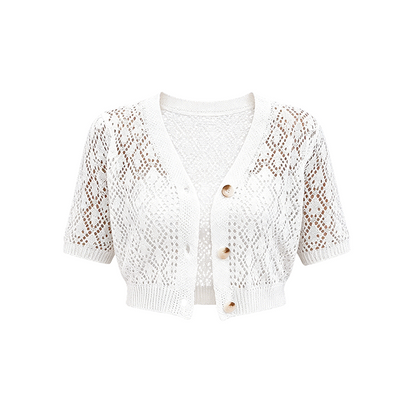 👚 NU 50% KORTING! ✨ V-hals Knoopsluiting Crop Top Trui – Gezellig gebreid, kort gesneden & veelzijdig te combineren – chic met hoge taille jeans of rokken 🧶