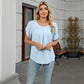🌺 TIJDELIJK 50% KORTING! ✨ Dames Bloemblaadjes Mouw & Geplooide Hals Blouse – Wiegende, Elegante, Veelzijdige Top 🌿