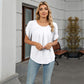🌺 TIJDELIJK 50% KORTING! ✨ Dames Bloemblaadjes Mouw & Geplooide Hals Blouse – Wiegende, Elegante, Veelzijdige Top 🌿