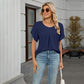 🌺 TIJDELIJK 50% KORTING! ✨ Dames Bloemblaadjes Mouw & Geplooide Hals Blouse – Wiegende, Elegante, Veelzijdige Top 🌿