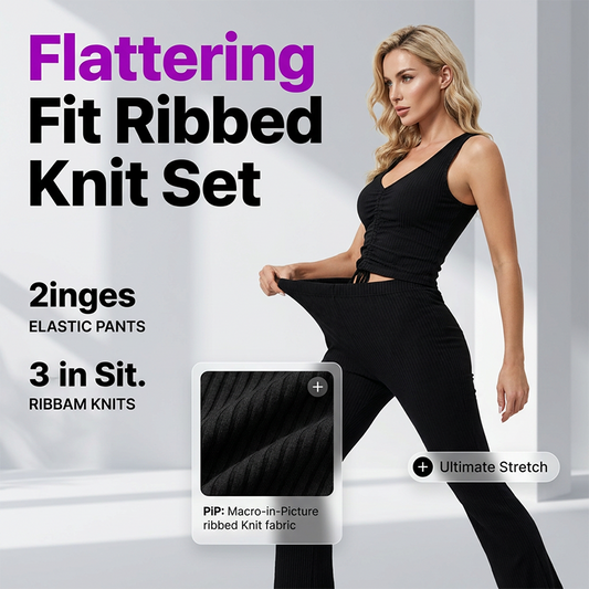👚 NU 50% KORTING! 👖 Dames V-hals Trekkoord Vest & Flared Broek Set – Verstelbare pasvorm, ademend materiaal & perfect voor zomers loungen of casual chic 🌸