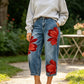 Artistieke Bloemen Wijdbeense Jeans voor Dames