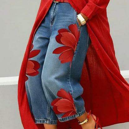 Artistieke Bloemen Wijdbeense Jeans voor Dames