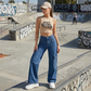 🔥 Zolang de voorraad strekt 40% KORTING! 🎉 Hoge Taille Denim Cargo Wijde Broek
