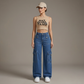 🔥 Zolang de voorraad strekt 40% KORTING! 🎉 Hoge Taille Denim Cargo Wijde Broek