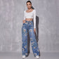 📢📢40% KORTING!! ⏰Dames Bloemenprint Rechte Pijp Jeans