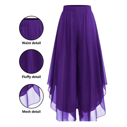 Dames Asymmetrische Chiffon Wijdbeense Broek
