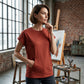 💕 Dames Casual Ronde Hals T-Shirt met Zak – 8 Kleuren | Maten S-2XL