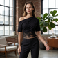 📢📢50% KORTING!! ⏰ Dames Één-Schouder Kant Patchwork Top