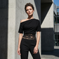 📢📢50% KORTING!! ⏰ Dames Één-Schouder Kant Patchwork Top
