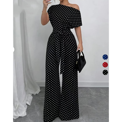 📢📢40% KORTING!! ⏰ Elegante Asymmetrische Halslijn Polka Dot Jumpsuit
