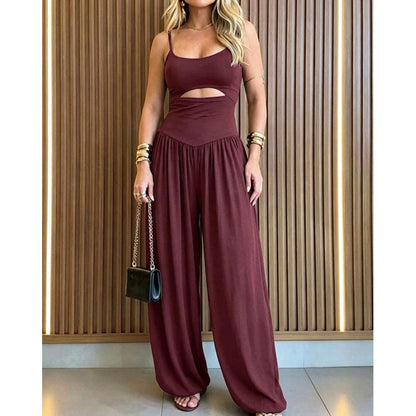 👗 50% OFF NOW!✨Sleeveless Cutout Wide-Leg Jumpsuit with Back Tie