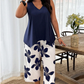 🌸 40% KORTING! ✨ Dames Asymmetrische Top & Bloemenprint Capribroek Set – Veelzijdig, Levendig, Comfortabel 🌺