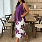🌸 40% KORTING! ✨ Dames Asymmetrische Top & Bloemenprint Capribroek Set – Veelzijdig, Levendig, Comfortabel 🌺